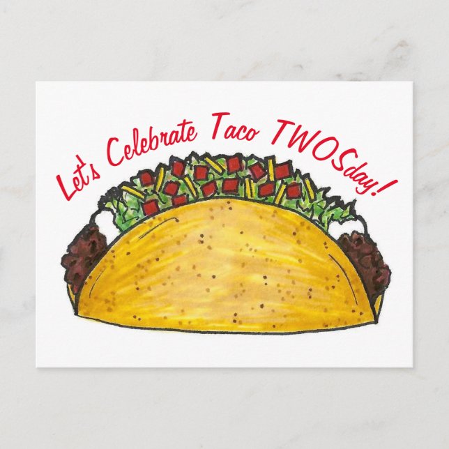 Taco TWOSday tisdags 2-års födelsedagsfest fiesta Inbjudan Vykort (Framsida)