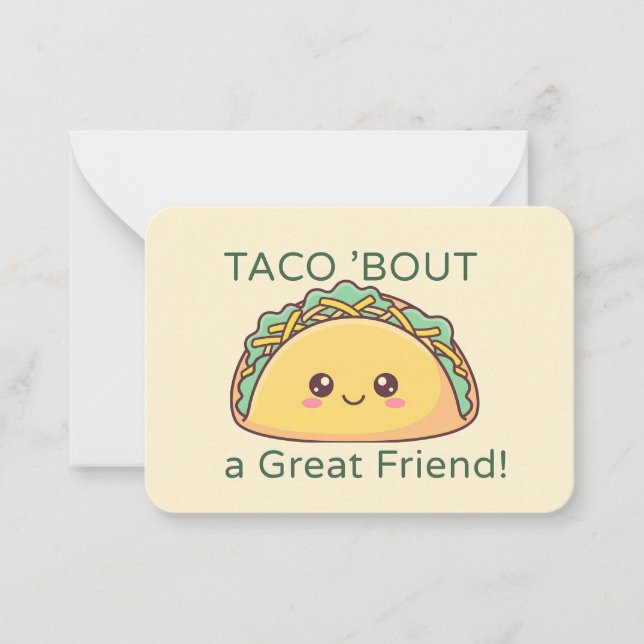 Taco Valentine Classroom Card – Flat Note Card Anteckningskort (Framsida)