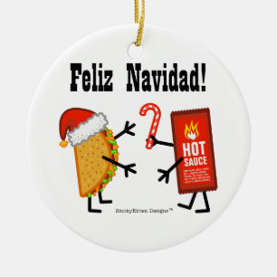 Taco & varm sås - Feliz Navidad! Julgransprydnad Keramik