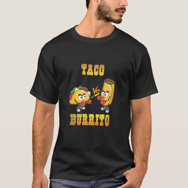 Taco Vs Burrito Tacos Boxing Handskar Kött Veggies T Shirt (Framsida)
