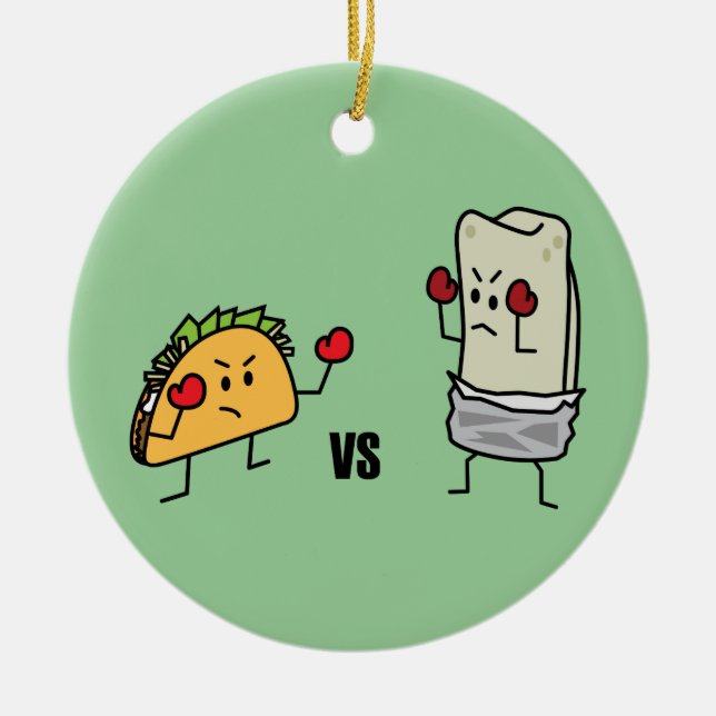 Taco vs burritoen julgransprydnad keramik (Framsidan)
