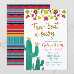 Taco'anfall en inbjudan för babyFiestababy shower