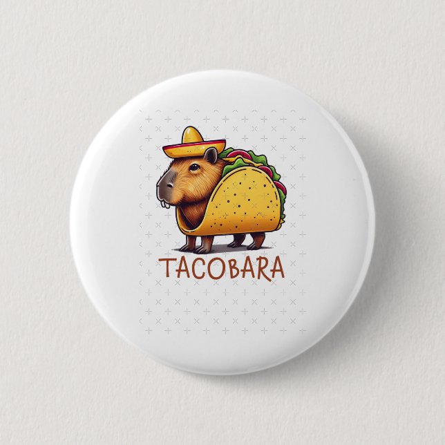 Tacobara Capybara i en Taco Costume Sticker Knapp (Framsida)
