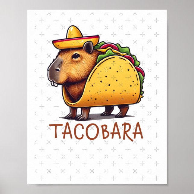 Tacobara Capybara i en Taco Costume Sticker Poster (Framsidan)