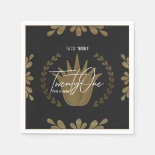 Taco'Bout 21 Svart/Guld Tequila Napkins Pappersservett