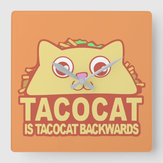 Tacocat Backwards II Fyrkantig Klocka (Framsida)
