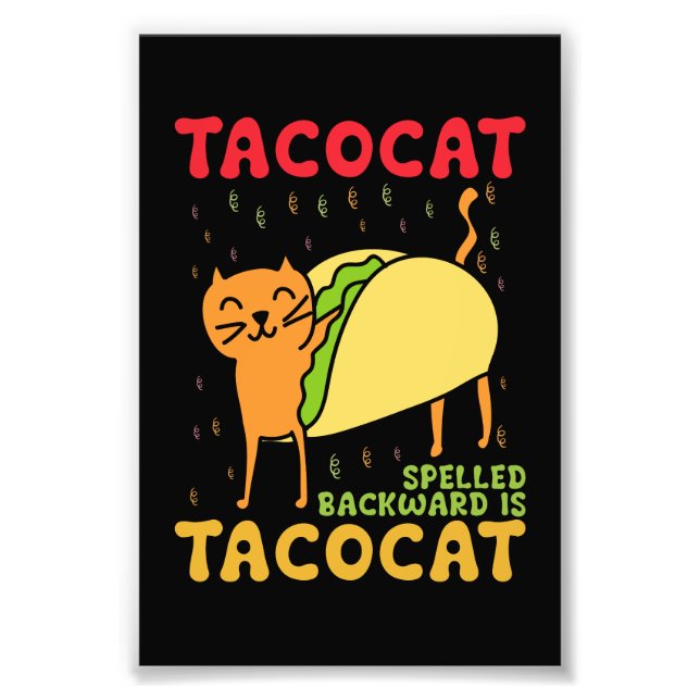 Tacocat Baklänges Tacos Cats Cinco De Mayo Fototryck (Framsidan)