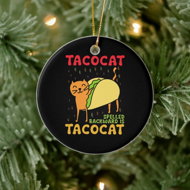 Tacocat Baklänges Tacos Cats Cinco De Mayo Julgransprydnad Keramik (Träd)