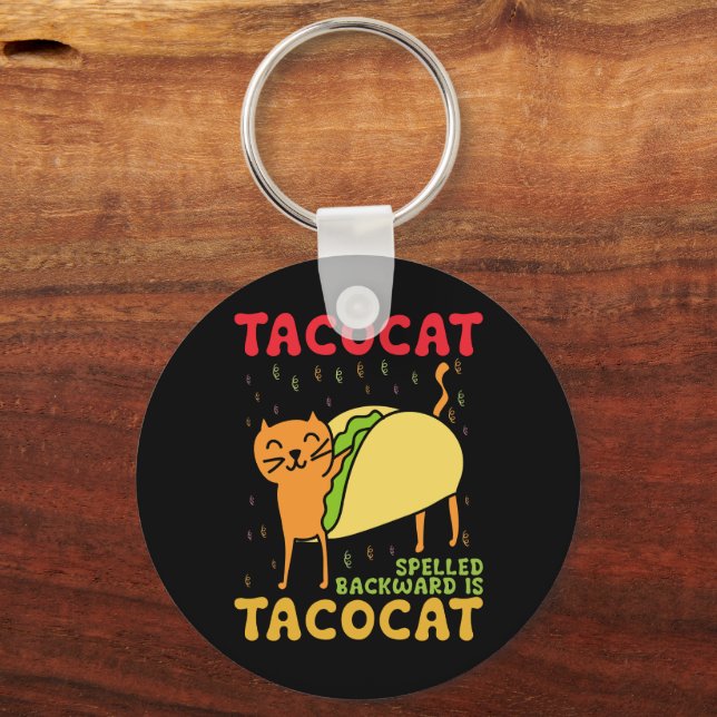 Tacocat Baklänges Tacos Cats Cinco De Mayo Nyckelring (Framsida)