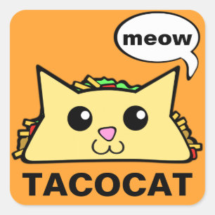 TacoCat Meow Fyrkantigt Klistermärke