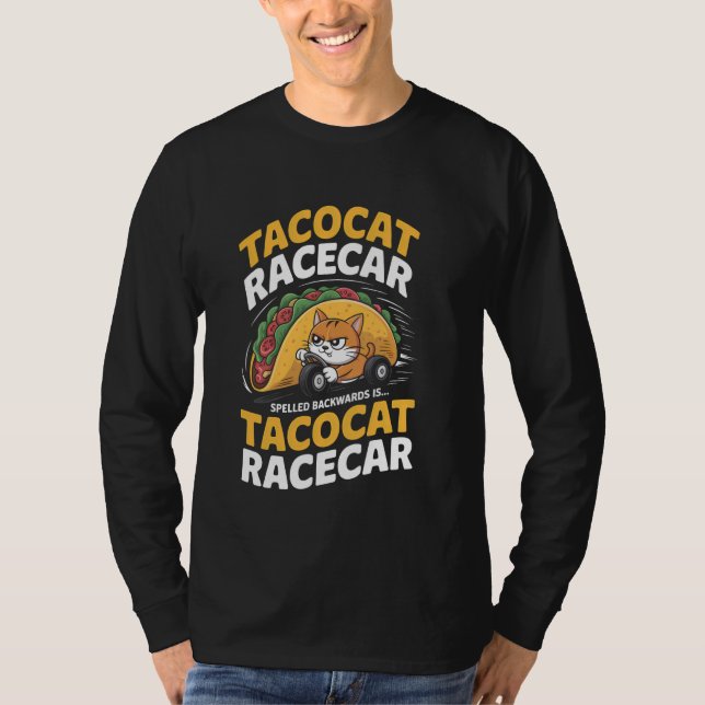 Tacocat Racecar Spelled Backwards Funny Cat Cinco  T Shirt (Framsida)