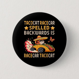 Tacocat Racecar Stavade Baklänges Katt Barn Kattun Knapp