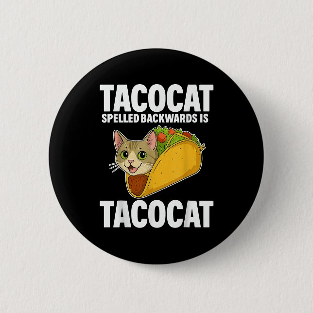 Tacocat Spached Backwards Lunt Cat Gifts Manar Wom Knapp (Framsida)