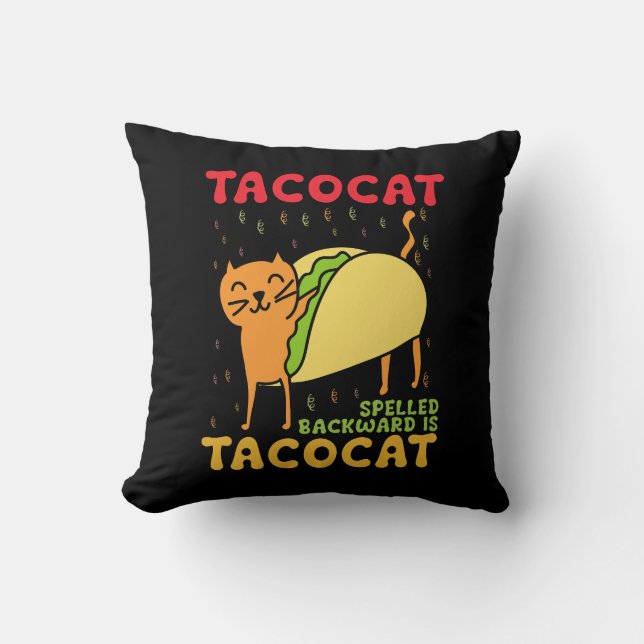 Tacocat Spached Tacos Cats Cinco De Mayo Kudde (Framsida)