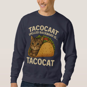 TACOCAT SPELLED BAKWARD ÄR... Kärlek Cat och Taco Lång Ärmad Tröja
