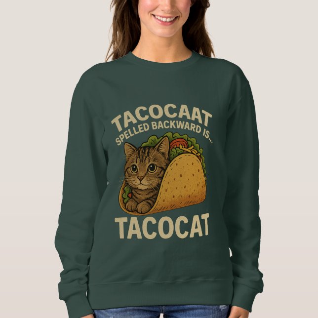 TACOCAT SPELLED BAKWARD ÄR... Kärlek Cat och Taco T Shirt (Framsida)