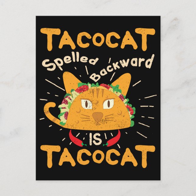 Tacocat Spelling Backwards Cinco de Mayo Taco Vykort (Framsida)