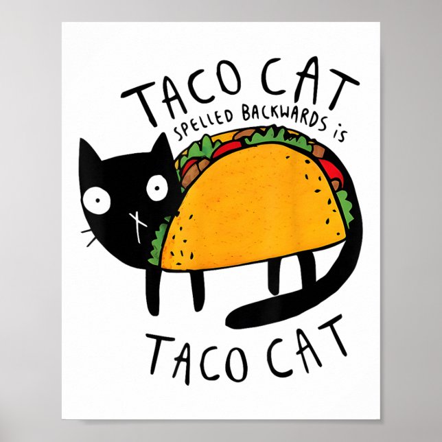 Tacocat Spelling Backwards Funny Taco Cat Cinco De Poster (Framsidan)