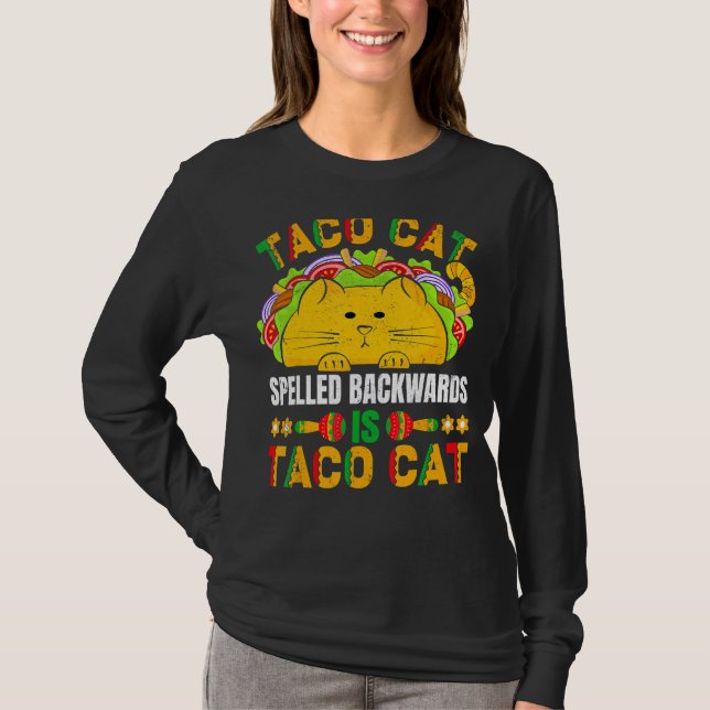 Tacocat-stavad bakåt är takocat för Taco och C T Shirt (Framsida)