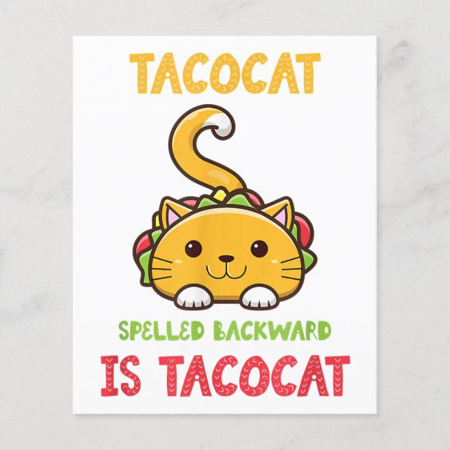 Tacocat-stavade bakåt är takocat-nuny katt flygblad (Framsidan)