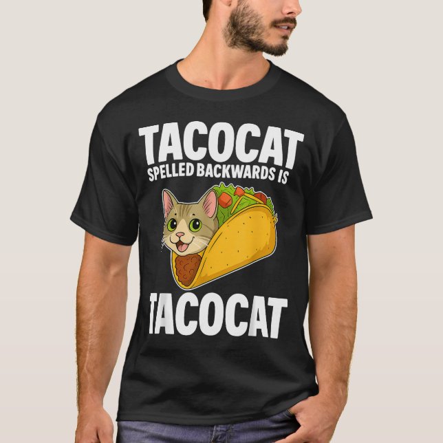 Tacocat stavade baklänges Rolig Katt T Shirt (Framsida)