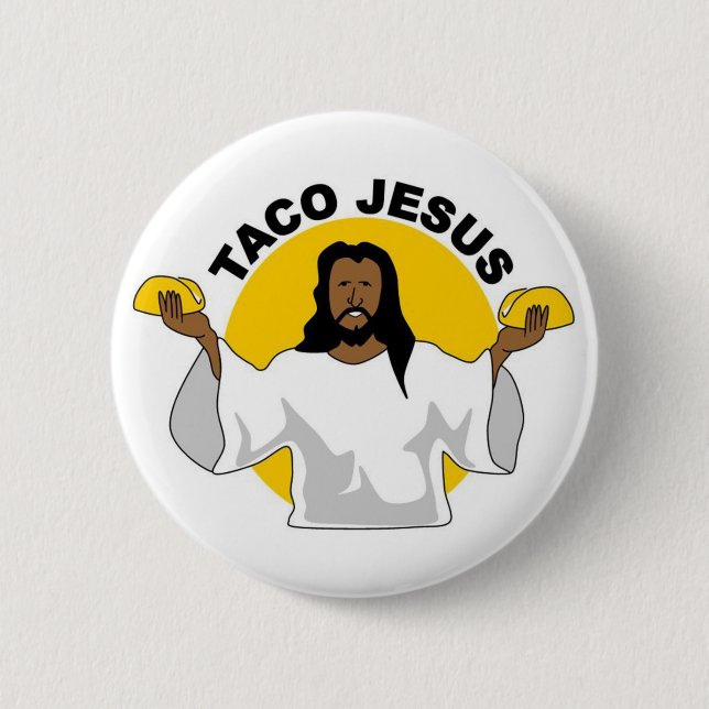 Tacoen Jesus klämmer fast Knapp (Framsida)
