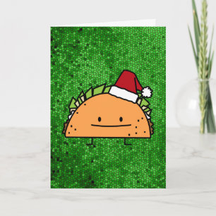 Tacoen som ha på sig Santa hattjul, beskjuter Helgkort