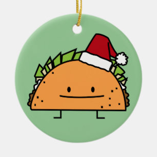 Tacoen som ha på sig Santa hattjul, beskjuter Julgransprydnad Keramik