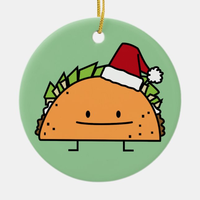 Tacoen som ha på sig Santa hattjul, beskjuter Julgransprydnad Keramik (Framsidan)