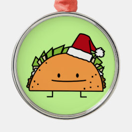 Tacoen som ha på sig Santa hattjul, beskjuter Julgransprydnad Metall