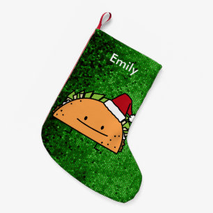 Tacoen som ha på sig Santa hattjul, beskjuter Liten Julstrumpa