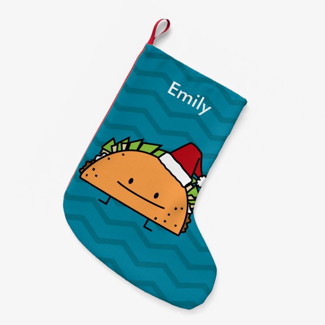 Tacoen som ha på sig Santa hattjul, beskjuter Liten Julstrumpa (Framsidan (Hängande))