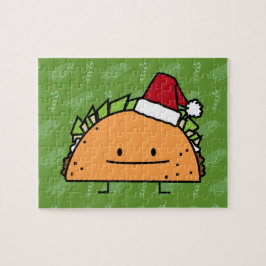 Tacoen som ha på sig Santa hattjul, beskjuter Pussel