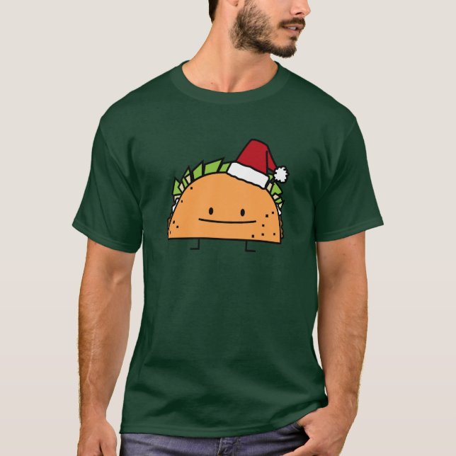 Tacoen som ha på sig Santa hattjul, beskjuter T Shirt (Framsida)