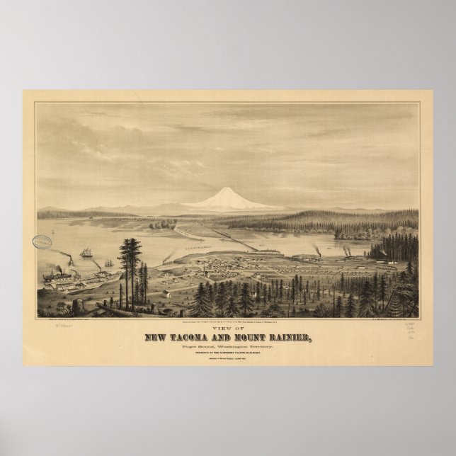 Tacoma & Mount Rainier, 1878 Print Poster (Framsidan)