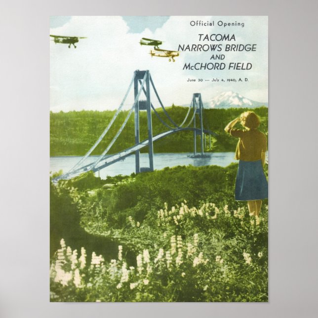 Tacoma Narrows Bridge Officiell Open - 1940 Poster (Framsidan)