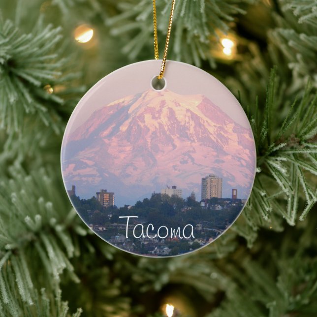 Tacoma och Mount Rainier Helgdag Julgransprydnad Keramik (Träd)