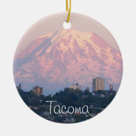 Tacoma och Mount Rainier Helgdag Julgransprydnad Keramik