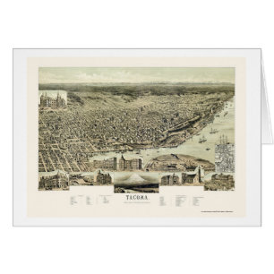 Tacoma panorama- karta för WA - 1890 Hälsningskort