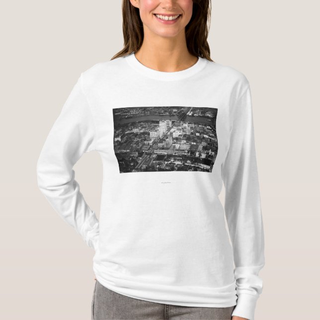 Tacoma WA beskådar av affärsområde från luft Tee Shirt (Framsida)
