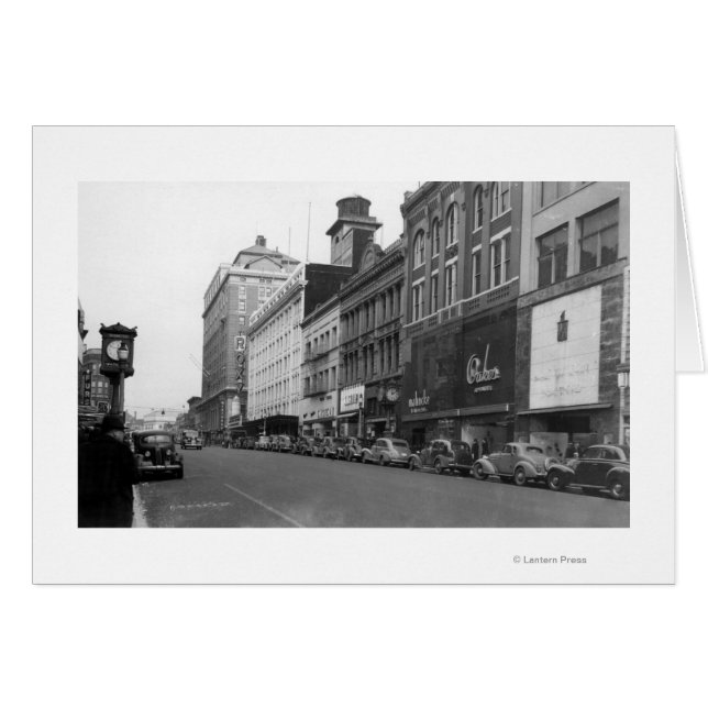 Tacoma, WA View Broadway Tittar North Hälsningskort (Framsidan Horizontal)