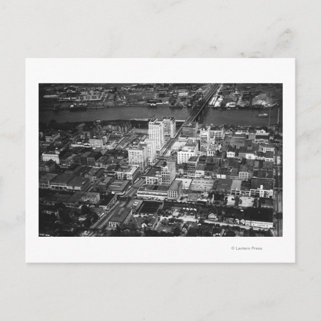 Tacoma, WA View Business District från Luft Vykort (Framsida)