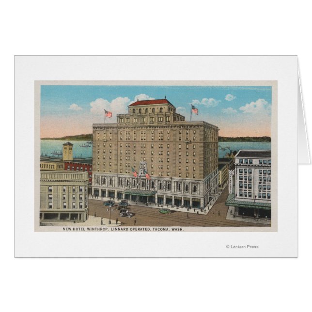 Tacoma, WA - View of Hotel Winthrop Hälsningskort (Framsidan Horizontal)
