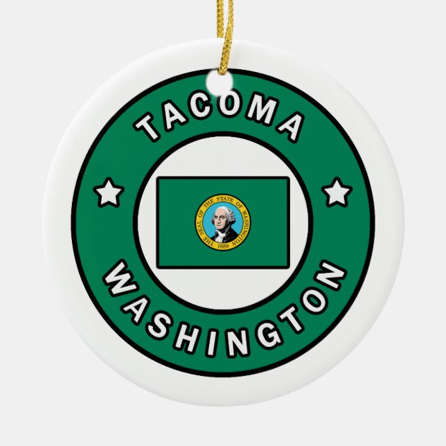 Tacoma Washington Julgransprydnad Keramik (Framsidan)
