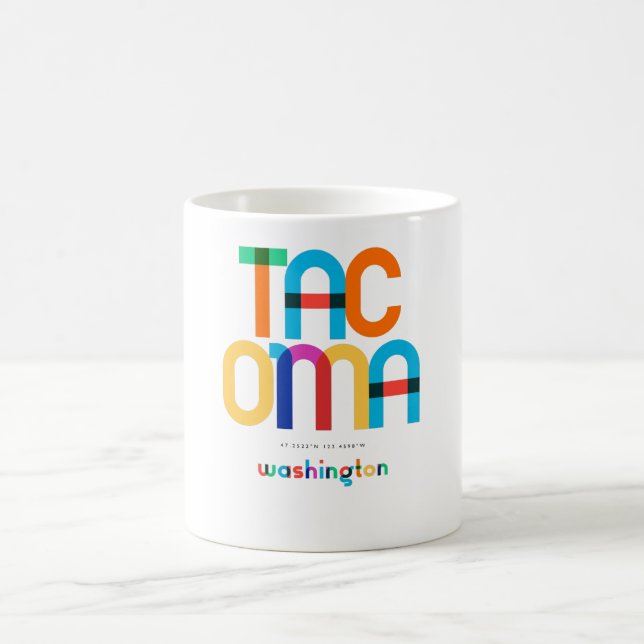 Tacoma Washington Mid Century, Pop Art Kaffemugg (Center)