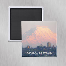 Tacoma, Washington och Mount Rainier Photo Magnet