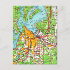 Tacoma Washington Vintage Karta Vykort