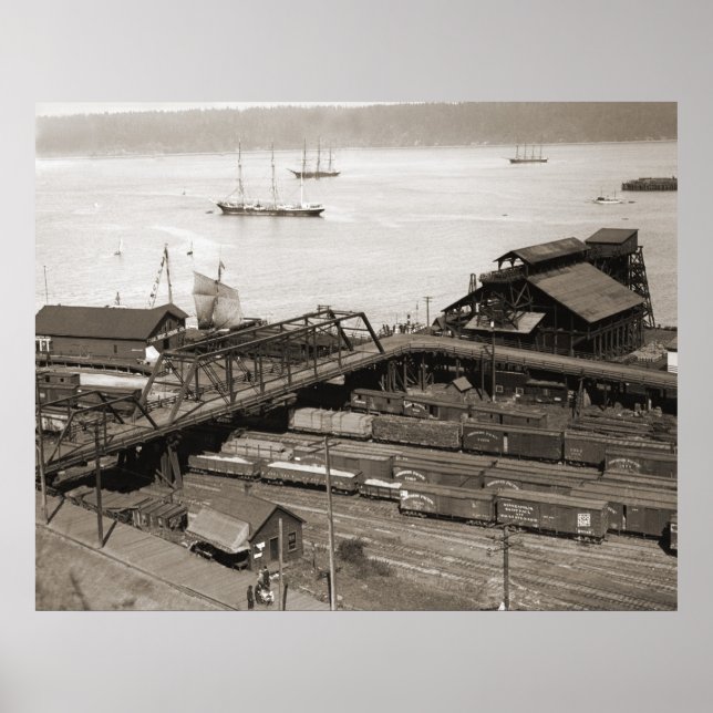 Tacoma Waterfront från Stadium Way 1899 Poster (Framsidan)