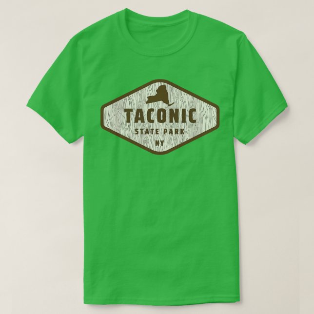 Taconic State Park New York Träd Log Struktur Wood T Shirt (Design framsida)