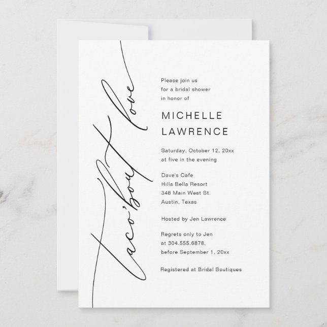 Taco'om Kärlek, Möhippa Party Firande Inbjudningar (Framsida)